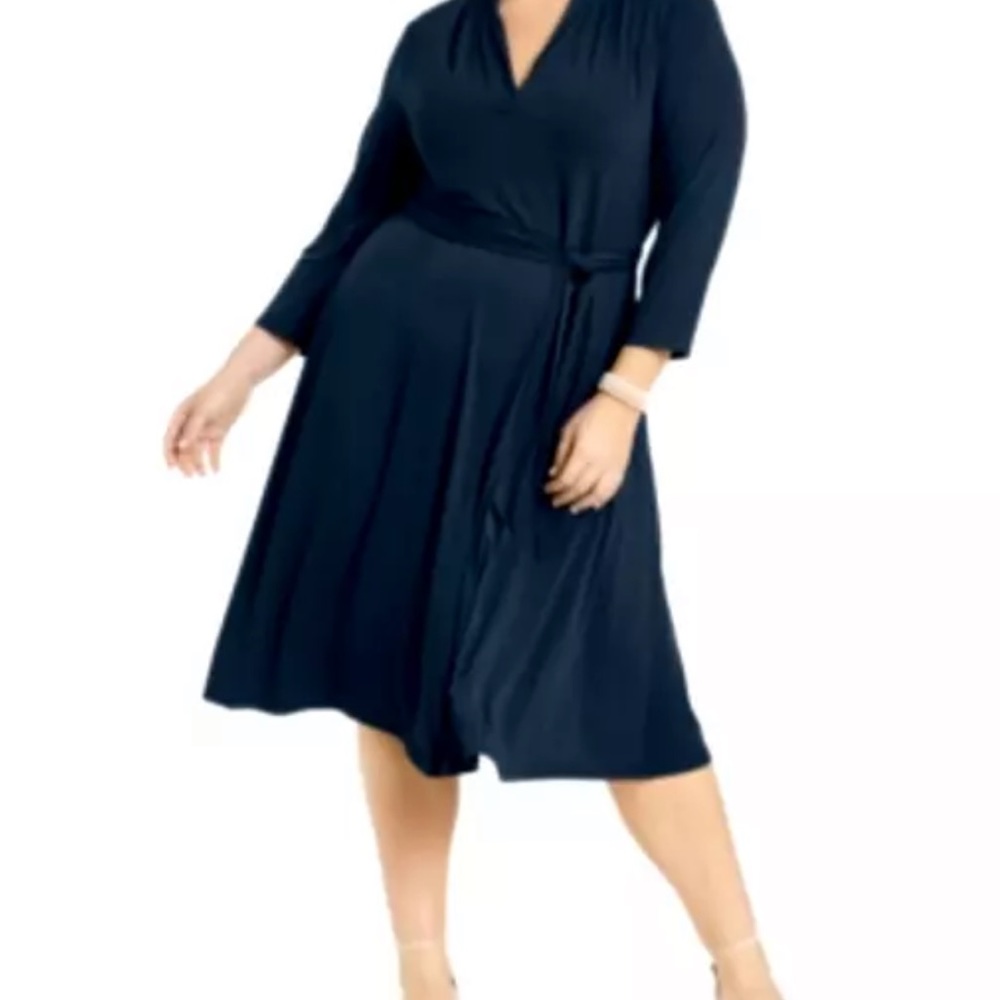 Charter Club French Twist Navy Blue Plus Size Midi Dress 3X - Picture 2 of 12